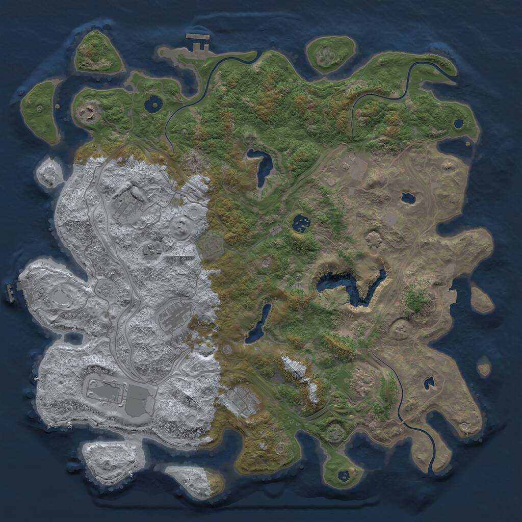 Rust Map: Procedural Map, Size: 4500, Seed: 429449768, 16 Monuments
