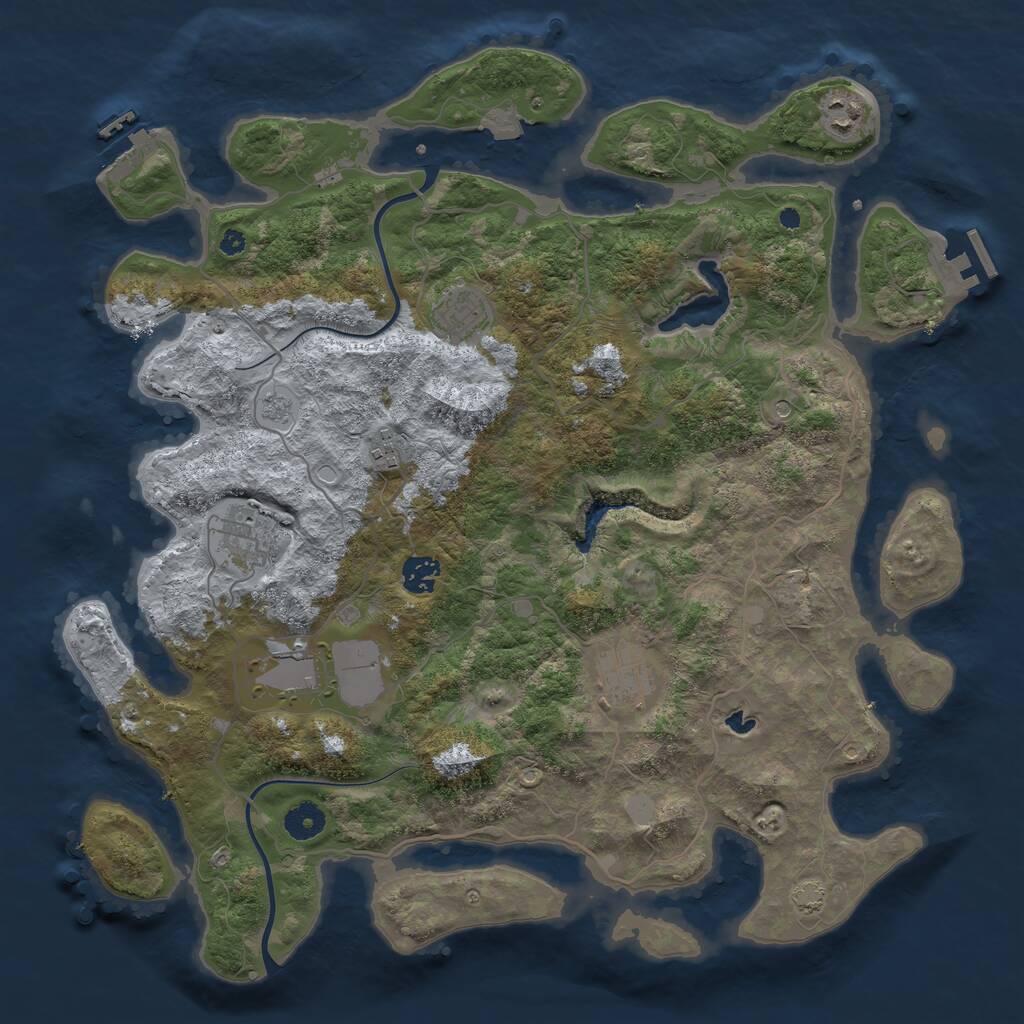 Rust Map: Procedural Map, Size: 4000, Seed: 112701, 13 Monuments