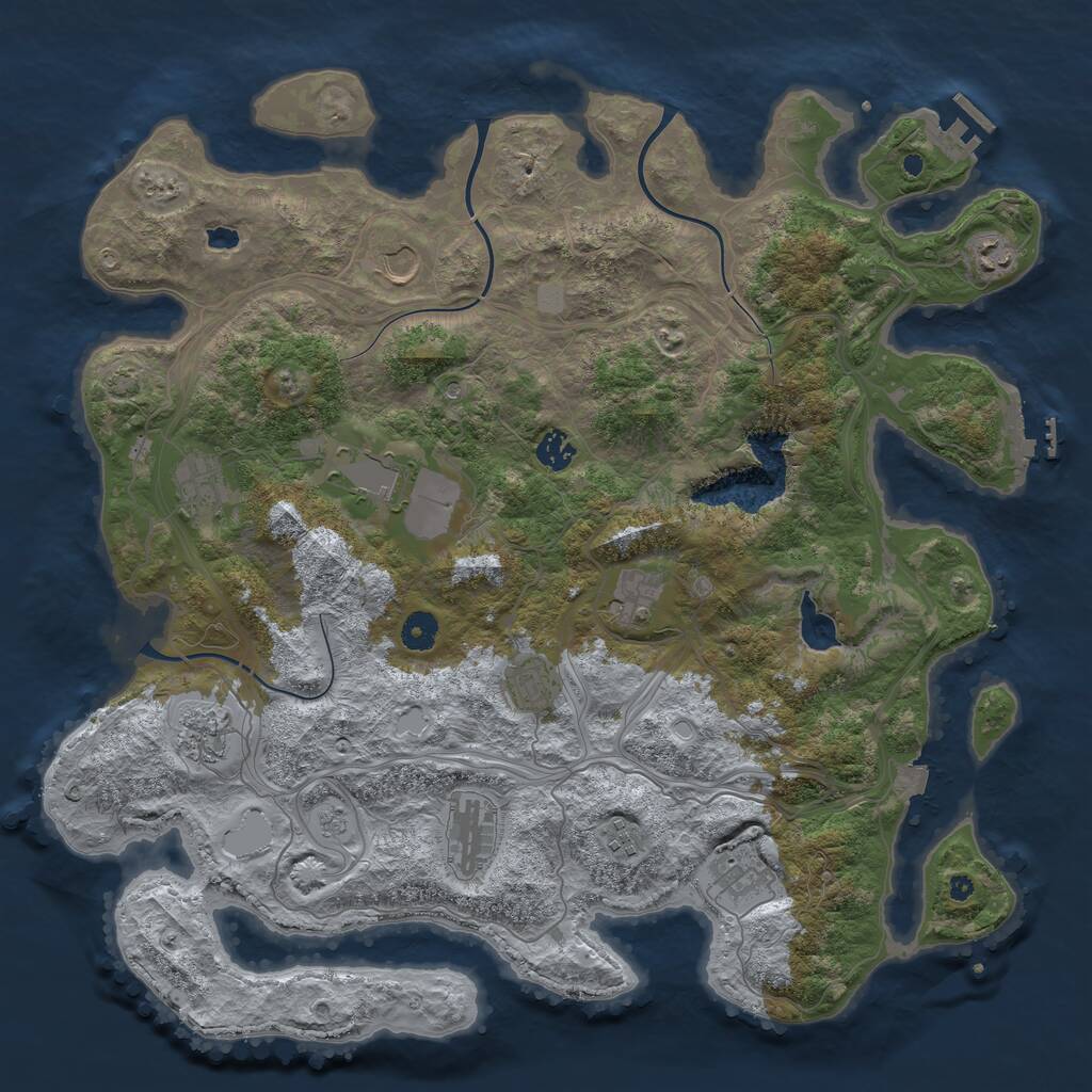Rust Map: Procedural Map, Size: 4300, Seed: 753951, 17 Monuments