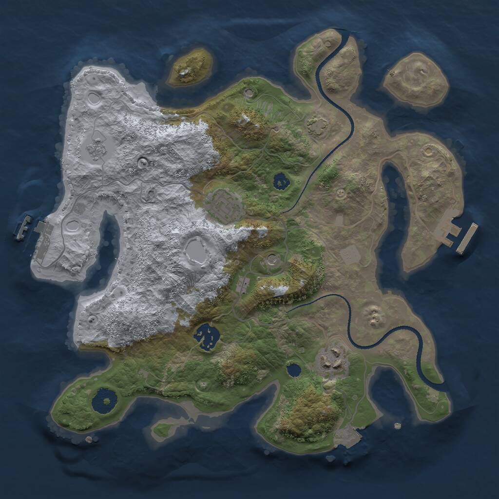 Rust Map: Procedural Map, Size: 3000, Seed: 49992, 9 Monuments