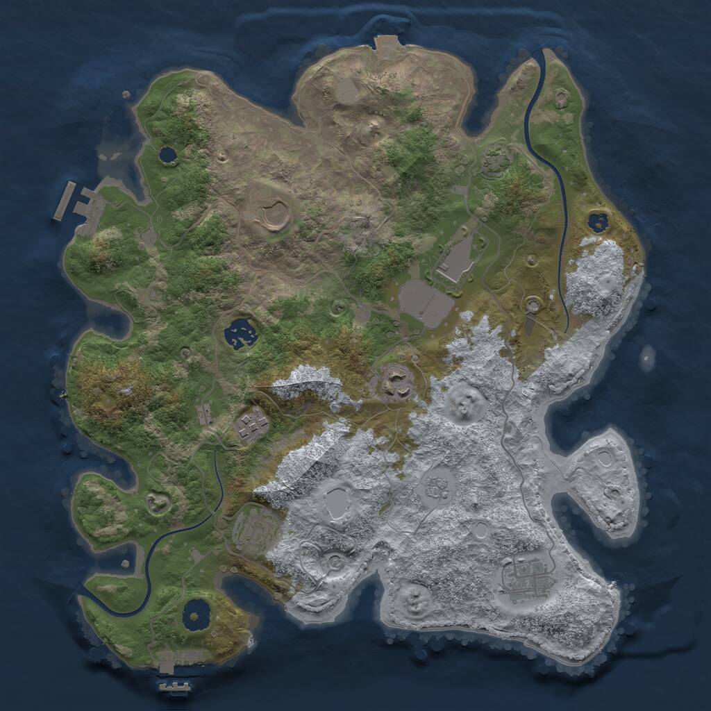 Rust Map: Procedural Map, Size: 3500, Seed: 76837808, 13 Monuments