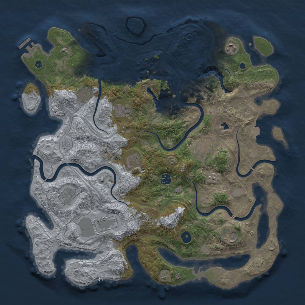 Rust Map: Procedural Map, Size: 4250, Seed: 887372629, 16 Monuments