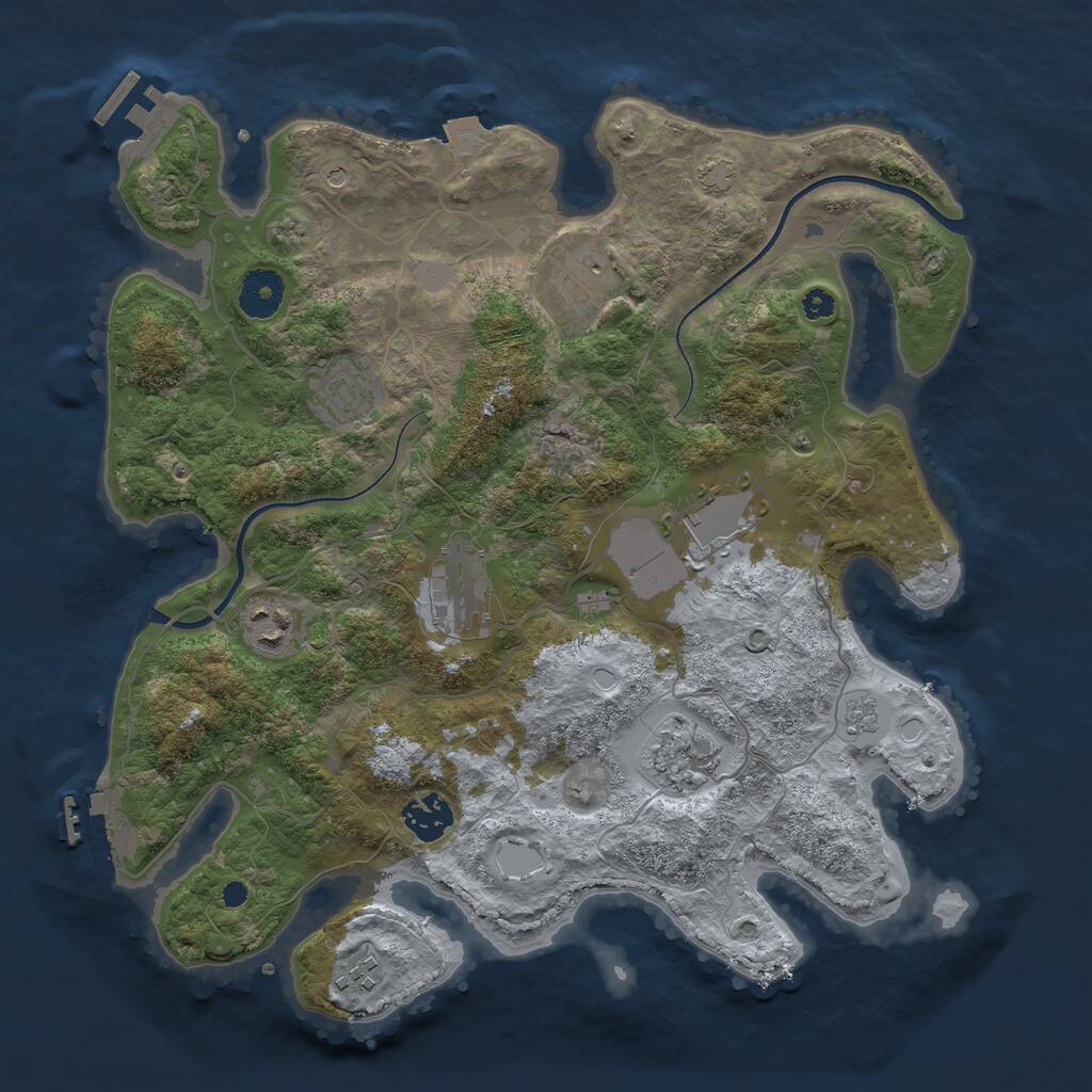 Rust Map: Procedural Map, Size: 3500, Seed: 5867917, 14 Monuments