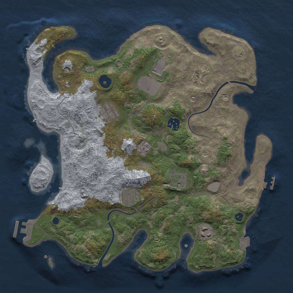 Rust Map: Procedural Map, Size: 3500, Seed: 1155730863, 14 Monuments