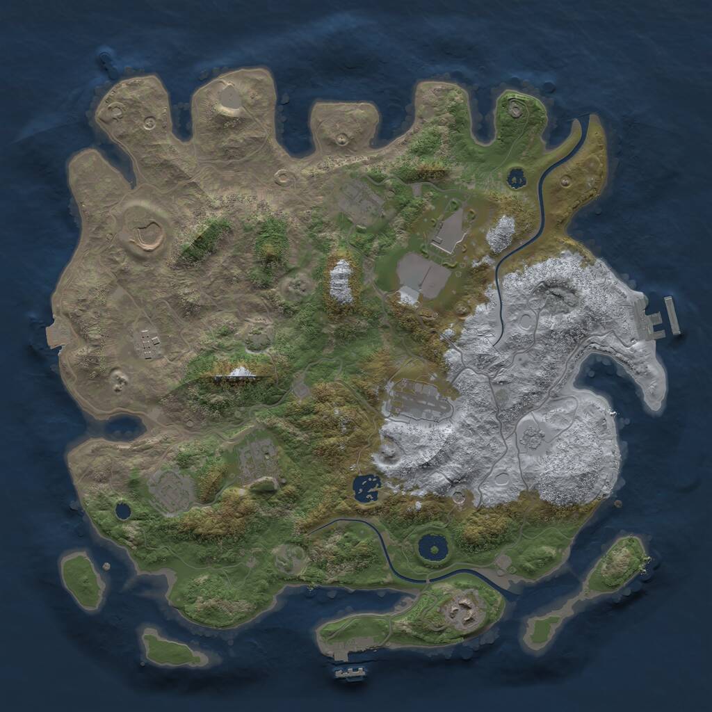 Rust Map: Procedural Map, Size: 3700, Seed: 1802934949, 15 Monuments