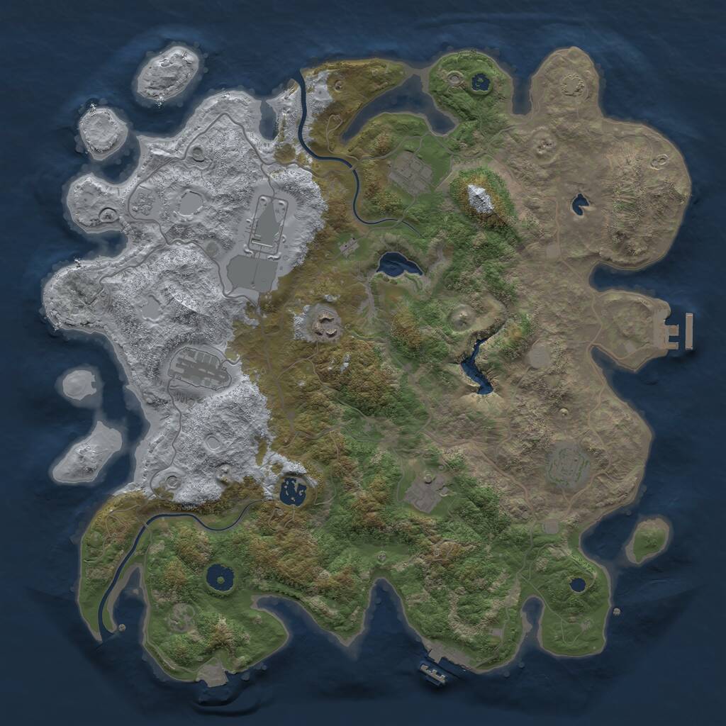 Rust Map: Procedural Map, Size: 4000, Seed: 608568154, 13 Monuments