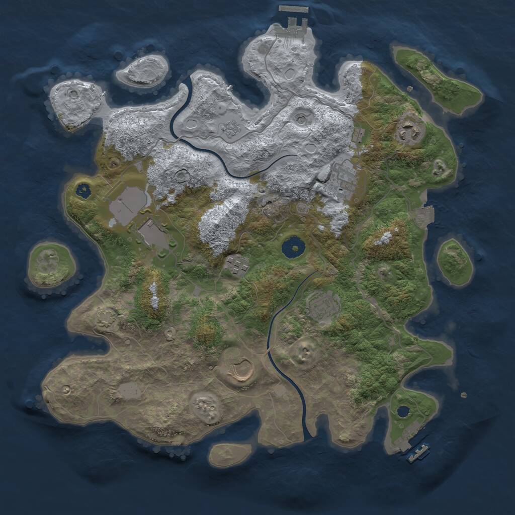 Rust Map: Procedural Map, Size: 3500, Seed: 1141856290, 12 Monuments
