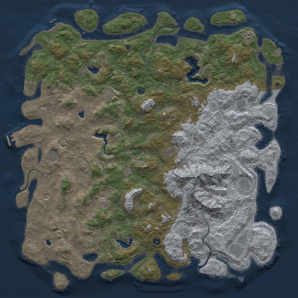 Rust Map: Procedural Map, Size: 6000, Seed: 233896159, 17 Monuments