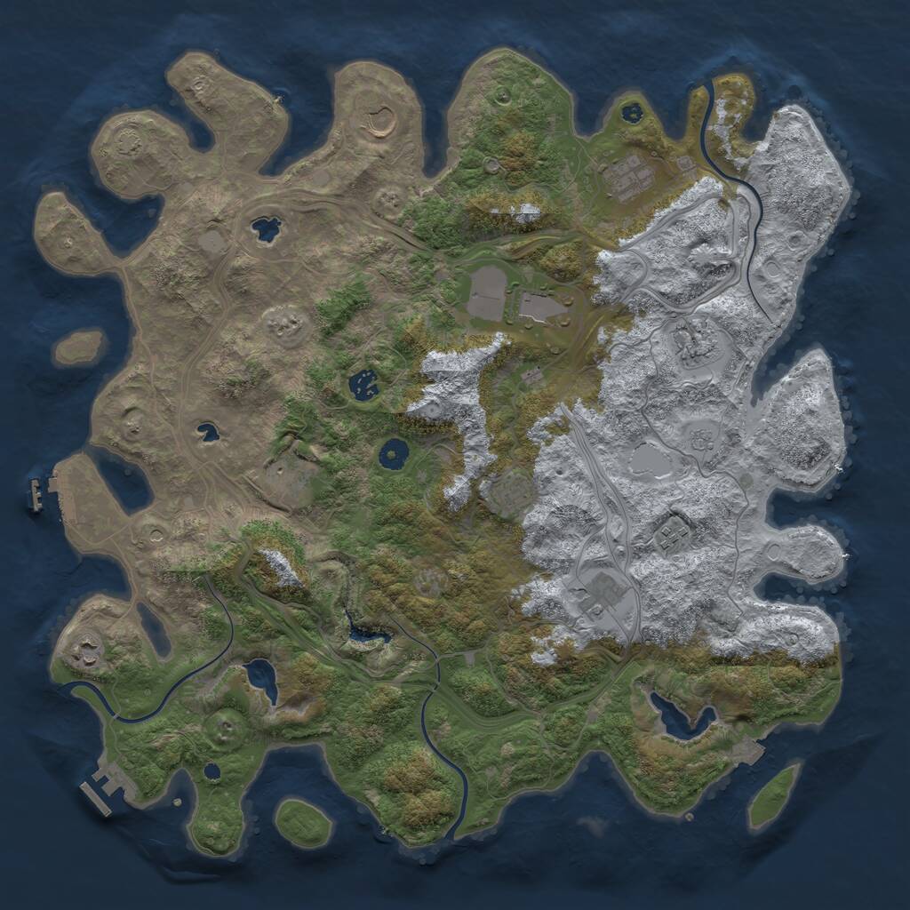 Rust Map: Procedural Map, Size: 4500, Seed: 186055736, 16 Monuments