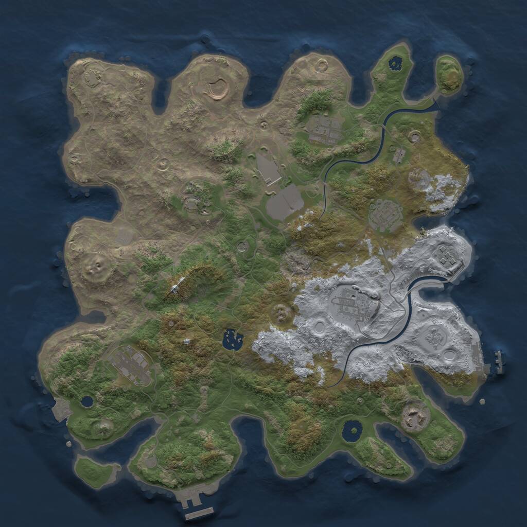 Rust Map: Procedural Map, Size: 3700, Seed: 1318534671, 16 Monuments