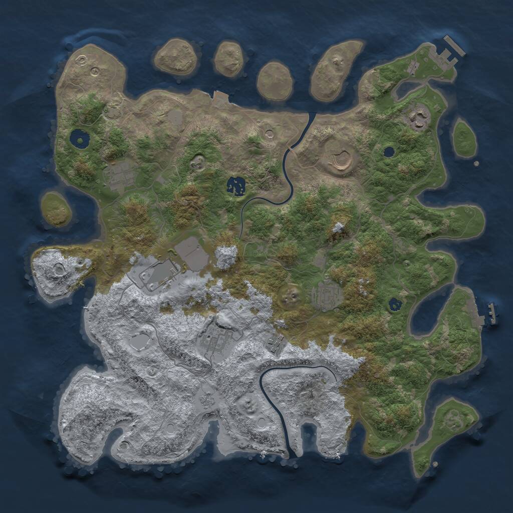 Rust Map: Procedural Map, Size: 3900, Seed: 958753067, 14 Monuments