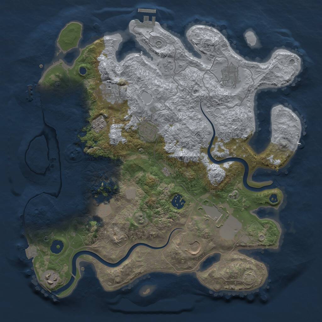 Rust Map: Procedural Map, Size: 3600, Seed: 3578, 15 Monuments