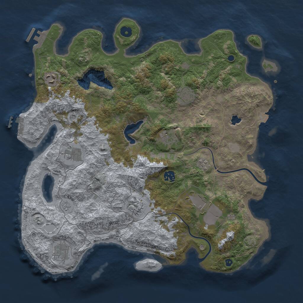 Rust Map: Procedural Map, Size: 4000, Seed: 3453, 15 Monuments
