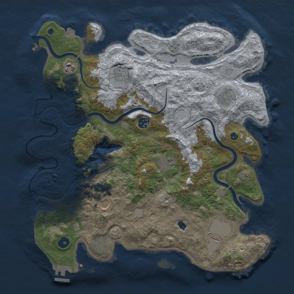 Rust Map: Procedural Map, Size: 4000, Seed: 135978636, 14 Monuments