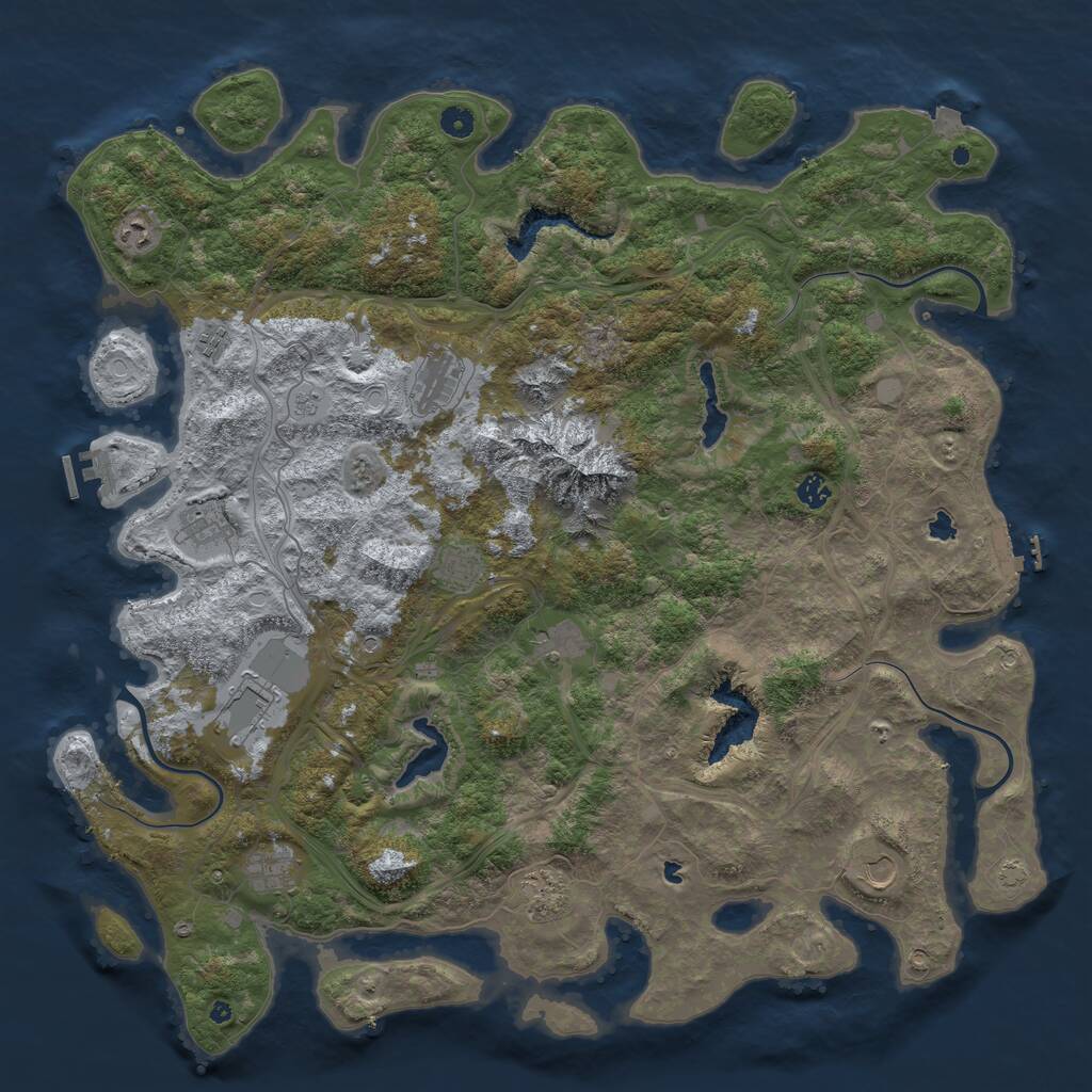 Rust Map: Procedural Map, Size: 5000, Seed: 112701, 17 Monuments