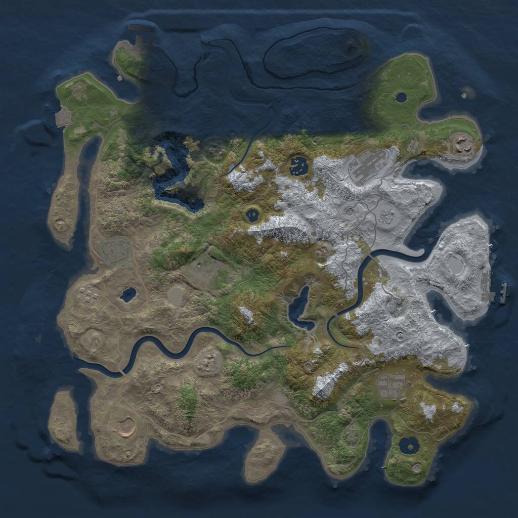Rust Map: Procedural Map, Size: 4000, Seed: 141232500, 14 Monuments