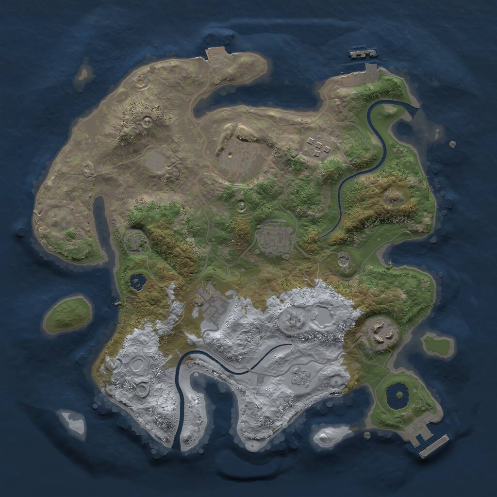 Rust Map: Procedural Map, Size: 3000, Seed: 76769, 11 Monuments