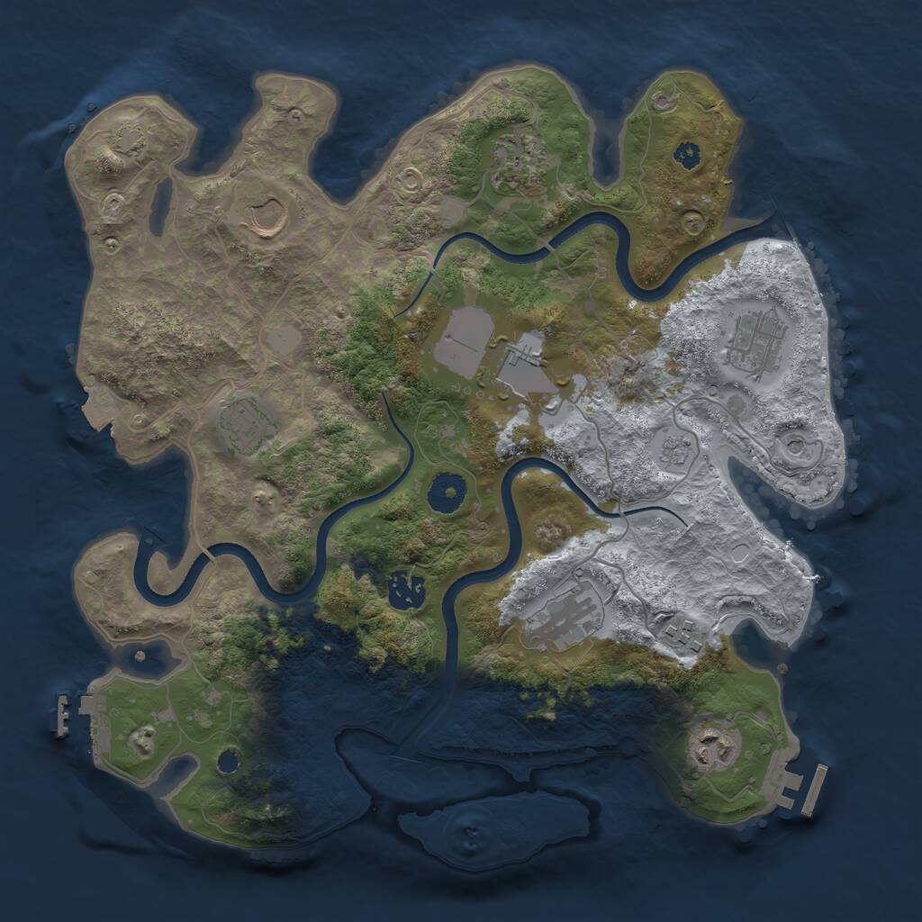 Rust Map: Procedural Map, Size: 3500, Seed: 1361828564, 15 Monuments