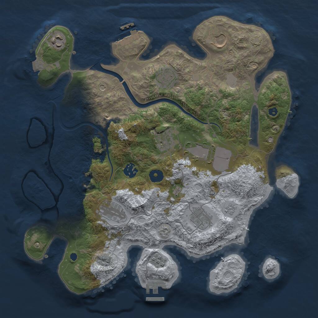 Rust Map: Procedural Map, Size: 3500, Seed: 54164, 15 Monuments