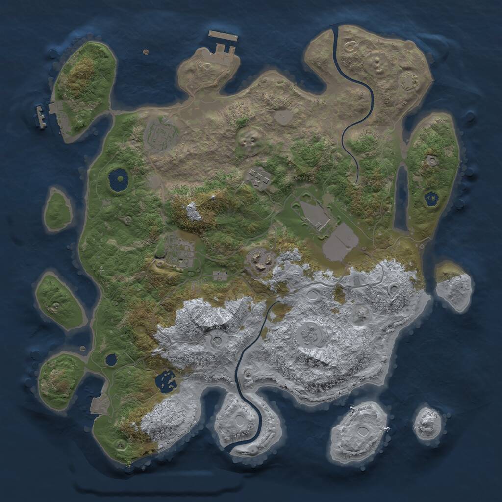 Rust Map: Procedural Map, Size: 3500, Seed: 54164, 12 Monuments