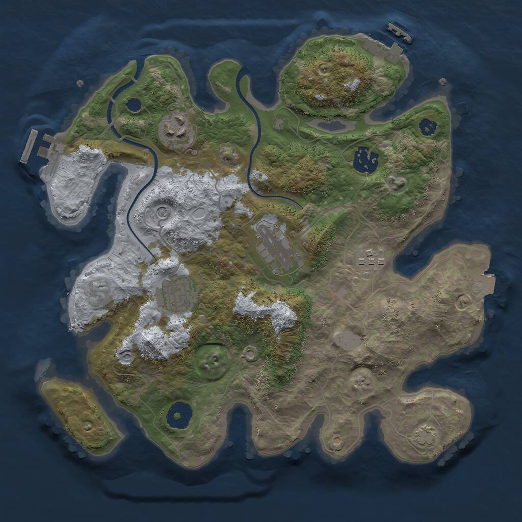 Rust Map: Procedural Map, Size: 3000, Seed: 1613187555, 10 Monuments