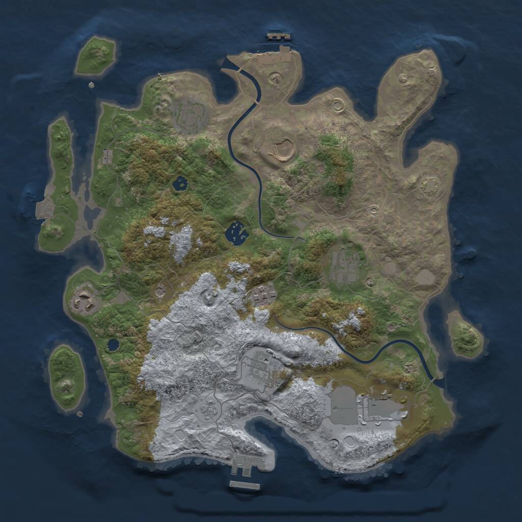 Rust Map: Procedural Map, Size: 3500, Seed: 7207, 14 Monuments