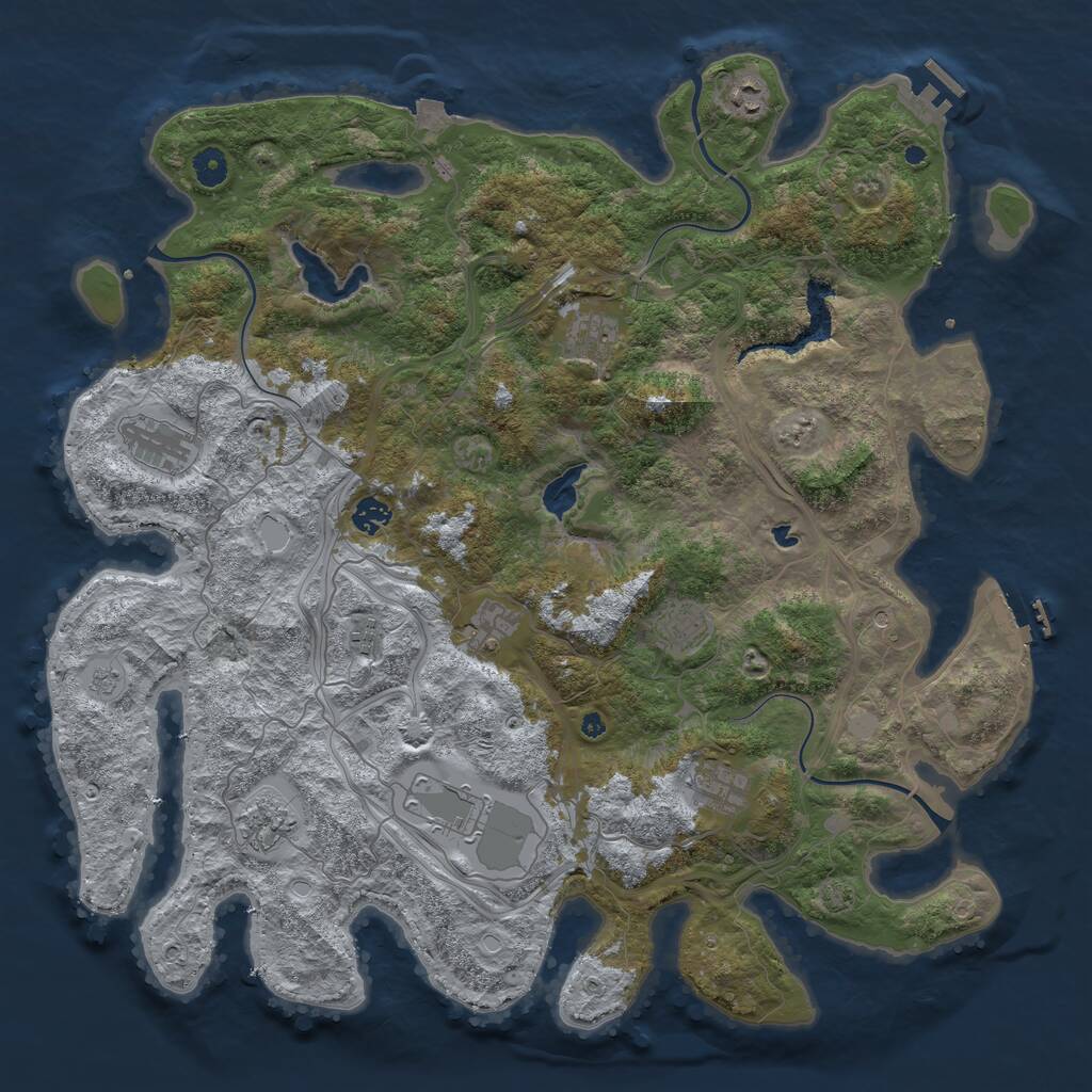 Rust Map: Procedural Map, Size: 4500, Seed: 4301992, 16 Monuments