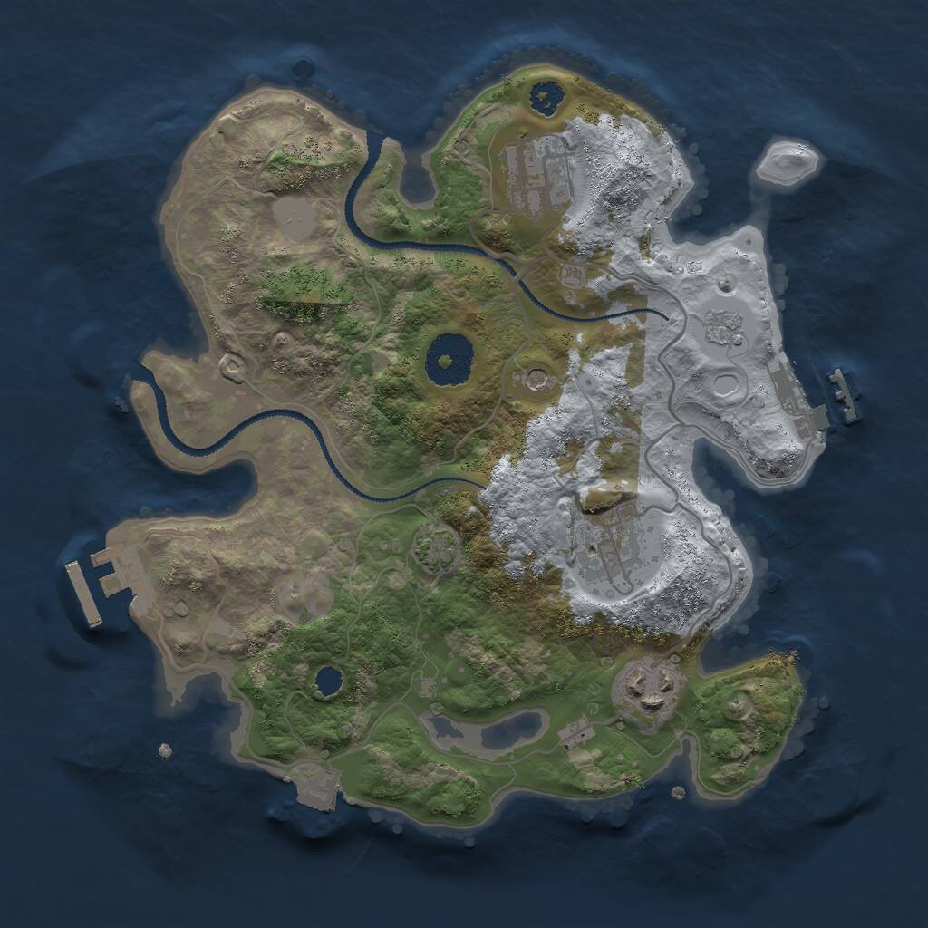Rust Map: Procedural Map, Size: 2750, Seed: 158493648, 9 Monuments