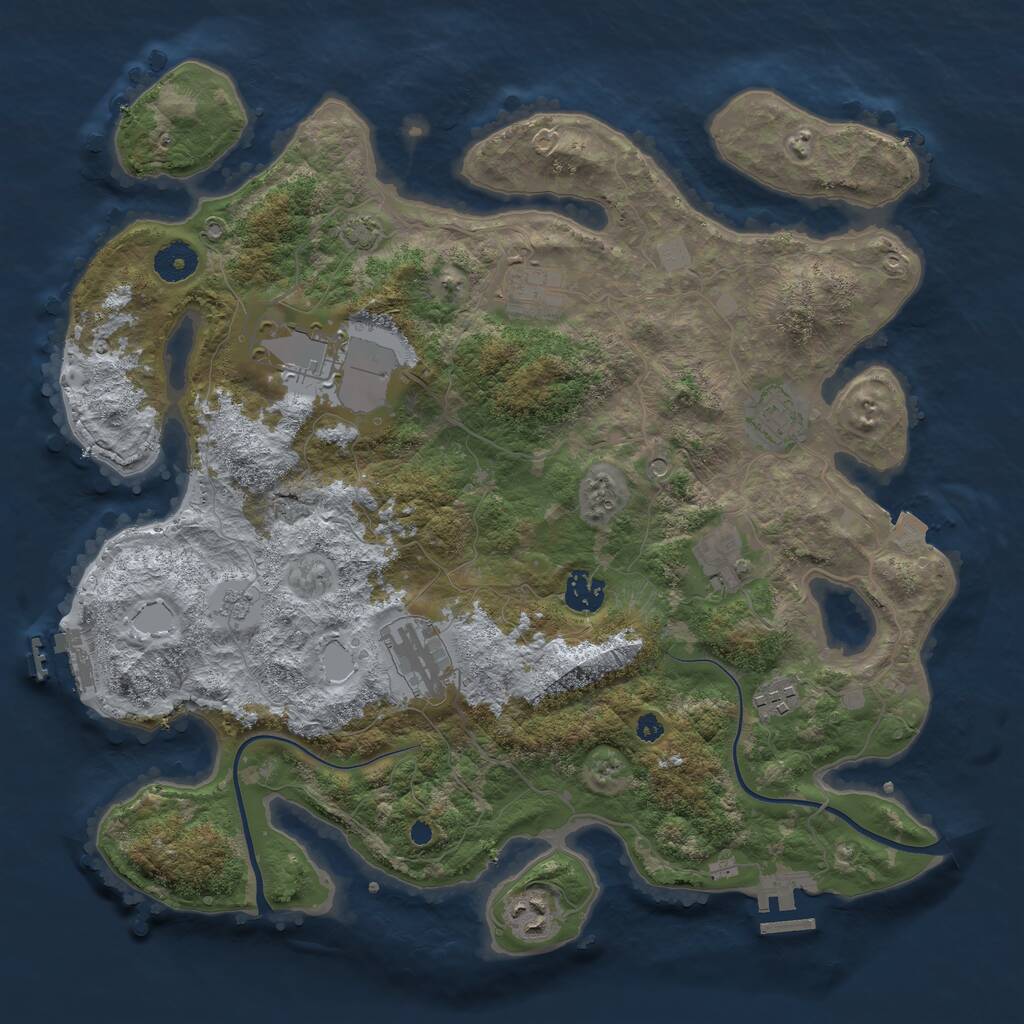 Rust Map: Procedural Map, Size: 3750, Seed: 2022969205, 14 Monuments