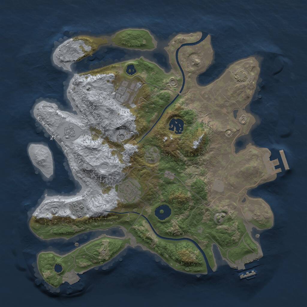 Rust Map: Procedural Map, Size: 3000, Seed: 91967, 10 Monuments