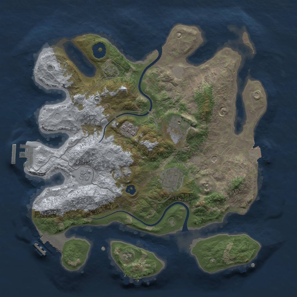 Rust Map: Procedural Map, Size: 3000, Seed: 2190463, 9 Monuments