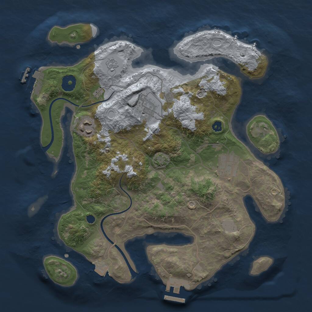 Rust Map: Procedural Map, Size: 3000, Seed: 689151, 8 Monuments