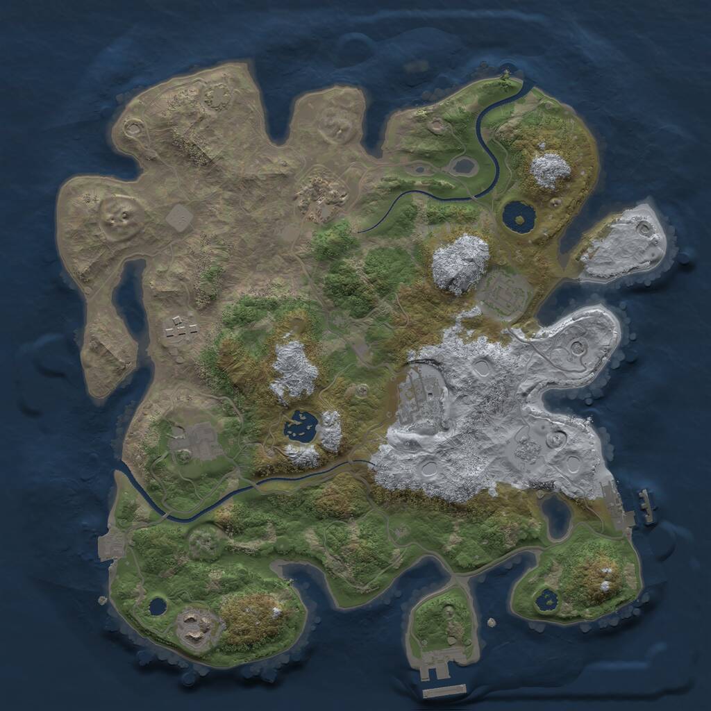 Rust Map: Procedural Map, Size: 3300, Seed: 2021145471, 13 Monuments