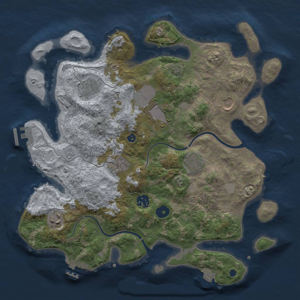 Rust Map: Procedural Map, Size: 3500, Seed: 7085002, 13 Monuments