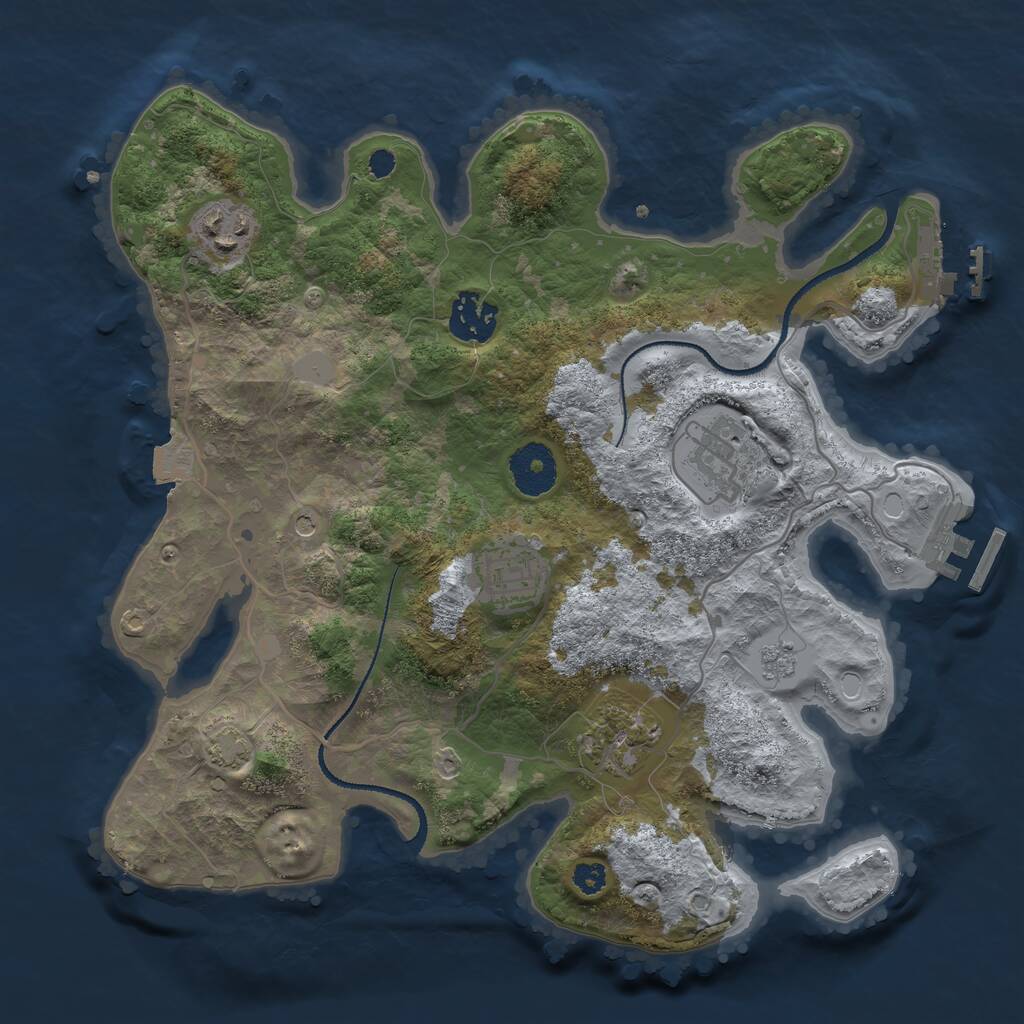 Rust Map: Procedural Map, Size: 3125, Seed: 432423, 11 Monuments