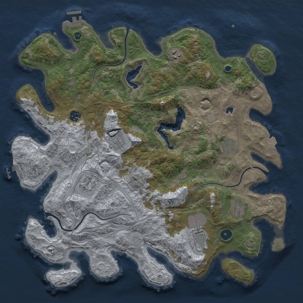 Rust Map: Procedural Map, Size: 4250, Seed: 712605233, 14 Monuments
