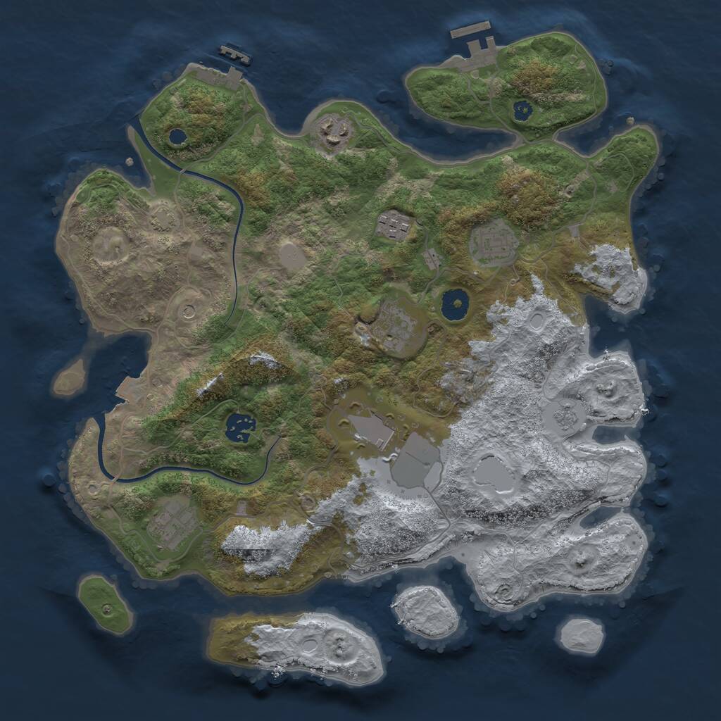Rust Map: Procedural Map, Size: 3600, Seed: 224412243, 13 Monuments