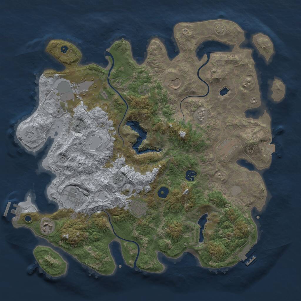 Rust Map: Procedural Map, Size: 4050, Seed: 50001, 14 Monuments