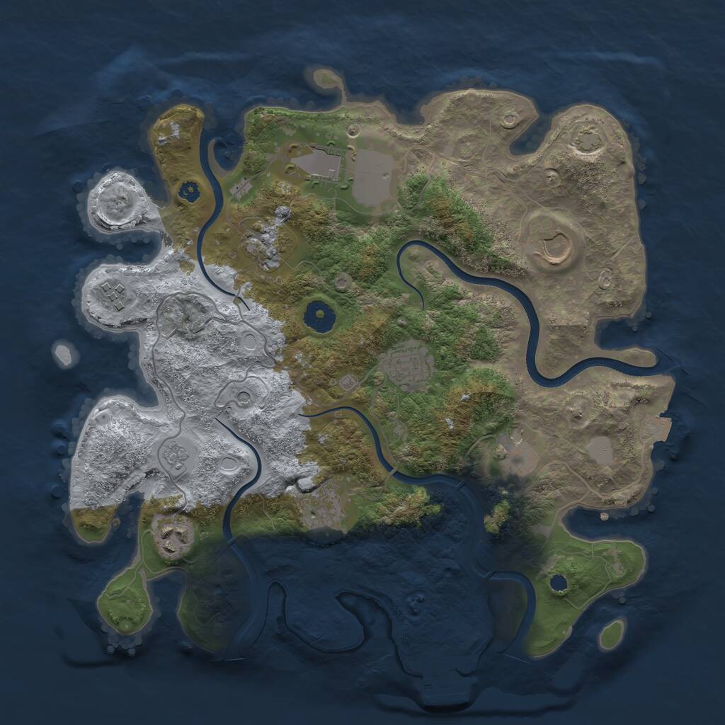 Rust Map: Procedural Map, Size: 3500, Seed: 1988028882, 13 Monuments