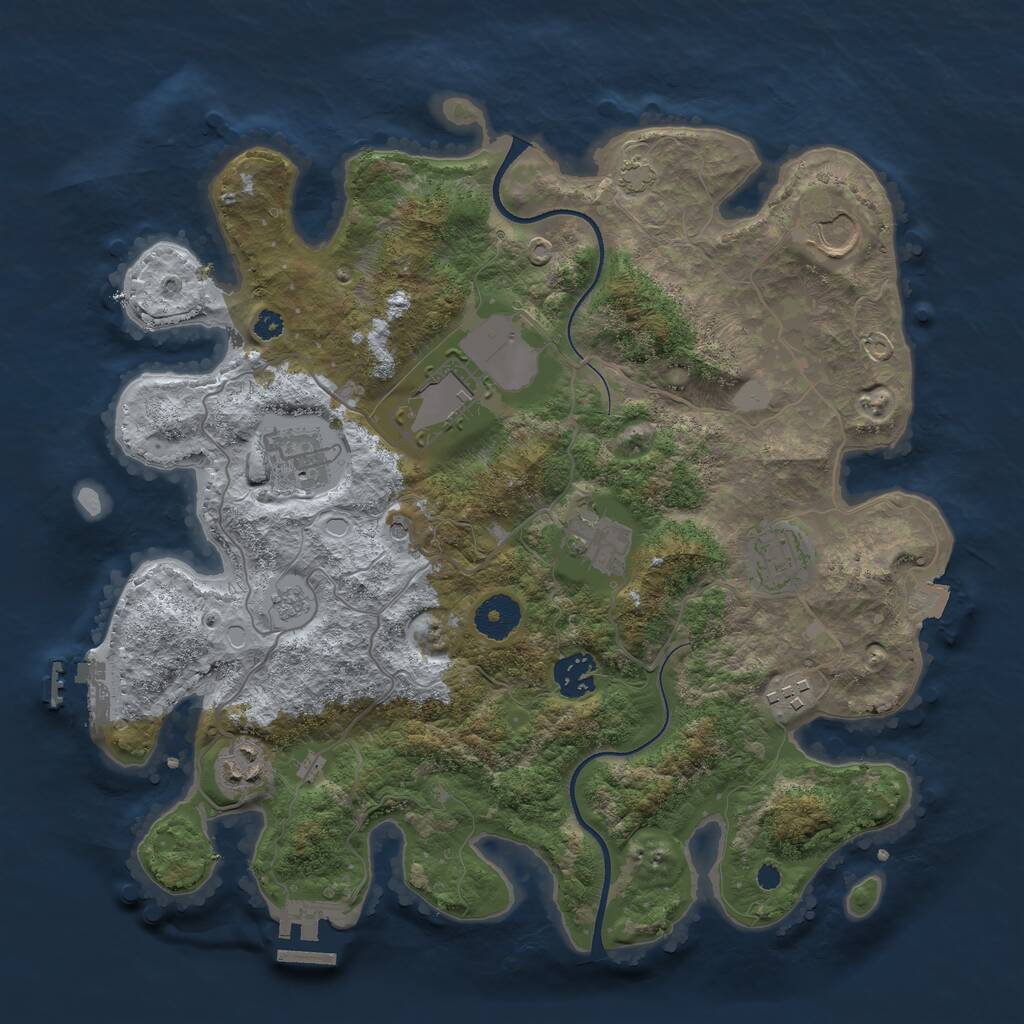 Rust Map: Procedural Map, Size: 3500, Seed: 1988028882, 14 Monuments