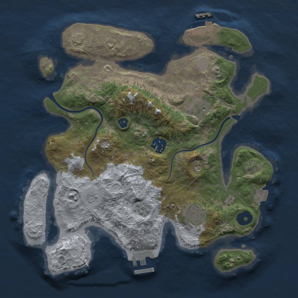 Rust Map: Procedural Map, Size: 3000, Seed: 2981374, 10 Monuments