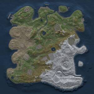 Thumbnail Rust Map: Procedural Map, Size: 3500, Seed: 2129682463, 15 Monuments