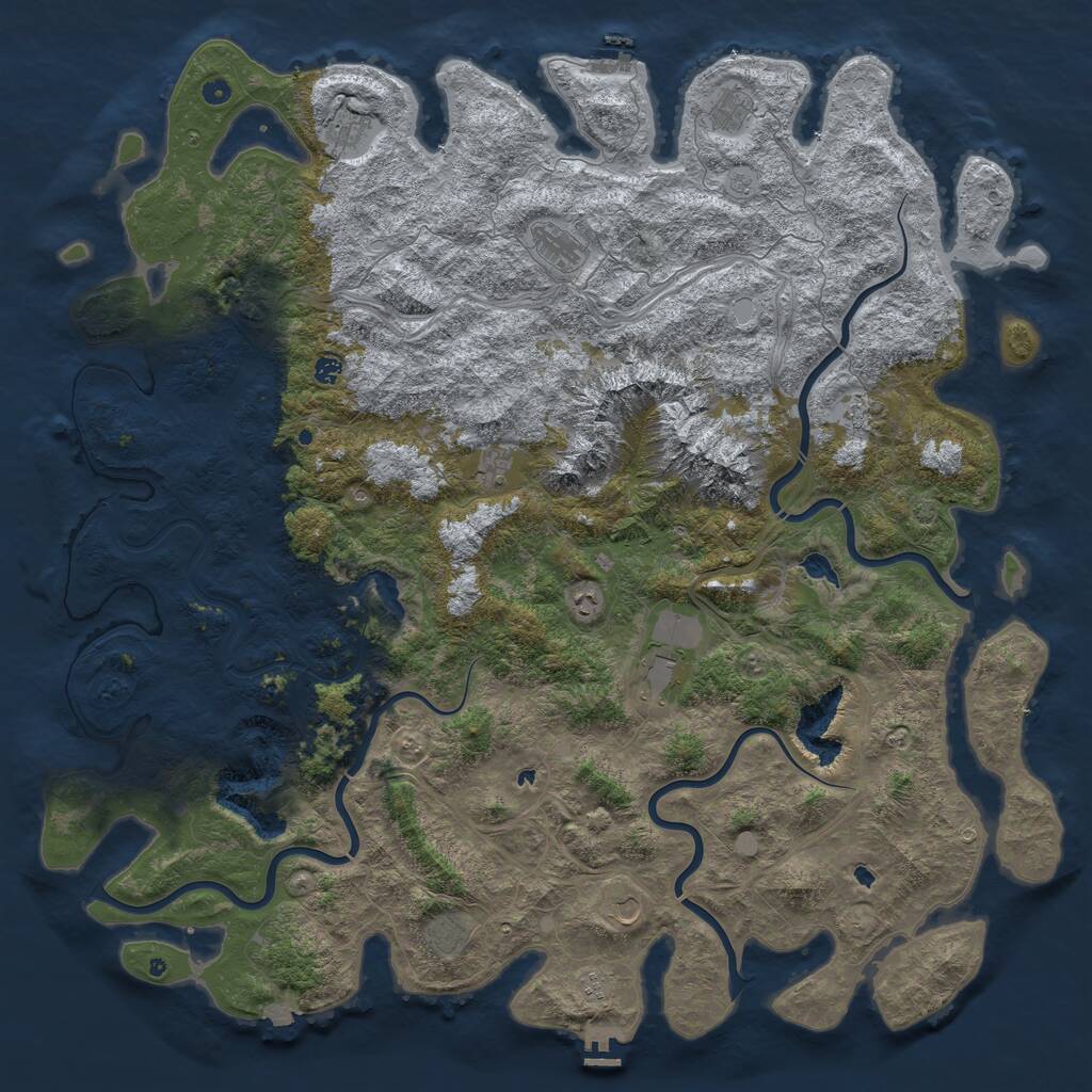 Rust Map: Procedural Map, Size: 6000, Seed: 115697765, 17 Monuments