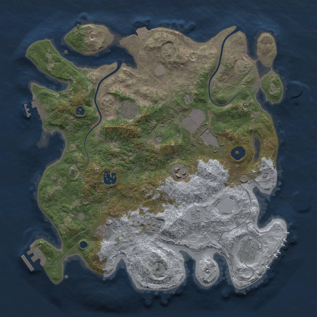 Rust Map: Procedural Map, Size: 3500, Seed: 1827248246, 13 Monuments