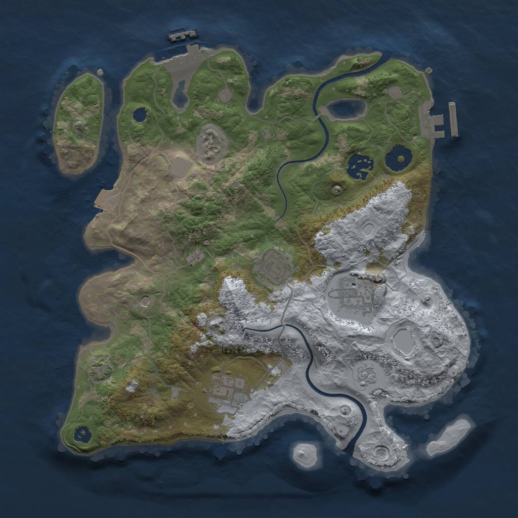 Rust Map: Procedural Map, Size: 3000, Seed: 259565, 10 Monuments