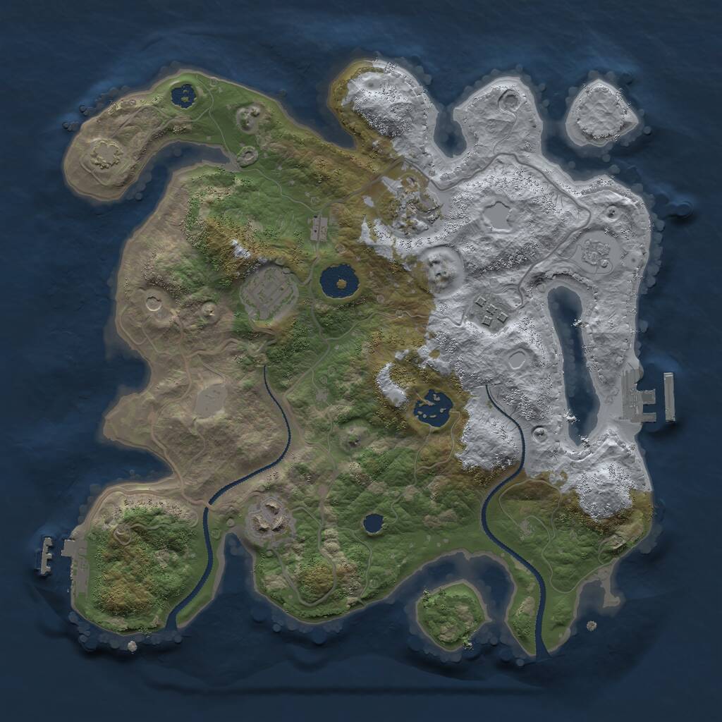 Rust Map: Procedural Map, Size: 3000, Seed: 1300933904, 11 Monuments