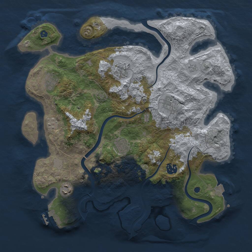 Rust Map: Procedural Map, Size: 3444, Seed: 83779414, 12 Monuments