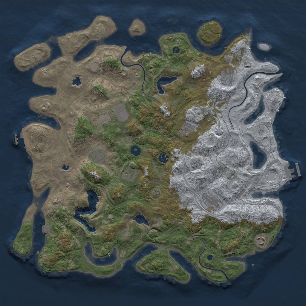 Rust Map: Procedural Map, Size: 4500, Seed: 1095137784, 15 Monuments