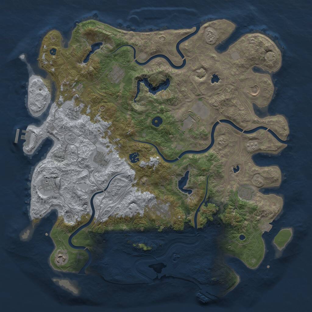 Rust Map: Procedural Map, Size: 4500, Seed: 912143284, 17 Monuments
