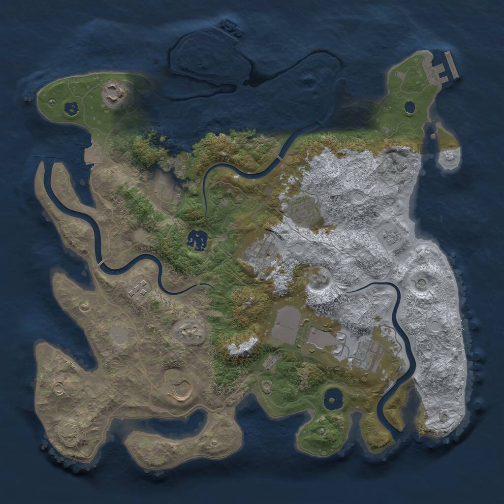 Rust Map: Procedural Map, Size: 3600, Seed: 671051, 15 Monuments